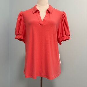 CeCe Women's Short Sleeve coral‎ Knit Top Size XL